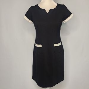 Talbots Black with White Trim Fitted Dress